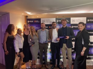 Awin employees at the 2023 Global Performance Marketing Awards, taking home three awards 