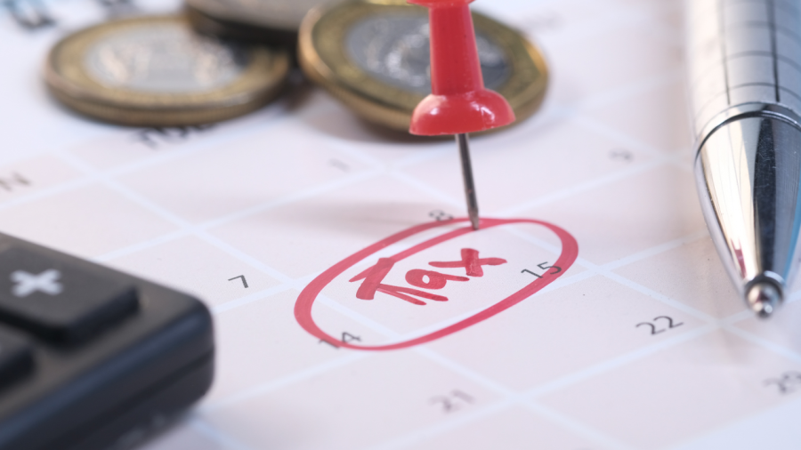 Tax submission date marked on calendar