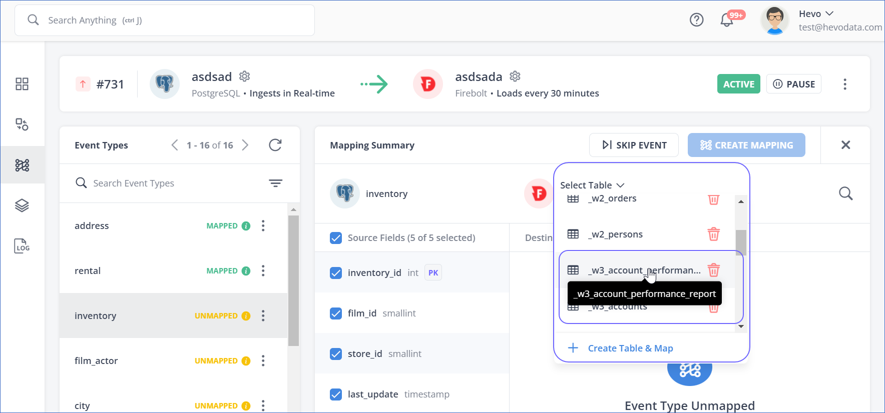 Schema Mapper Destination Selection Drop-Down