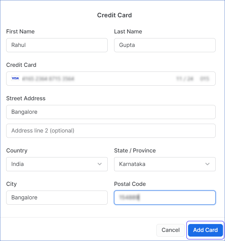 Add credit card