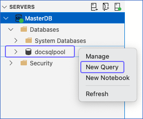 SQL Pool New Query