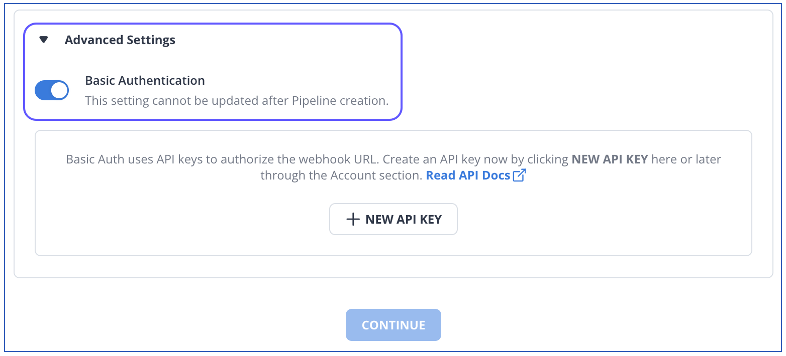 Basic Authentication toggle option