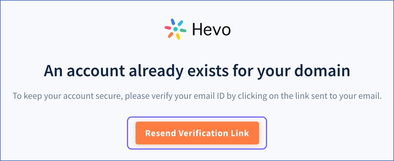 Hevo account already exists