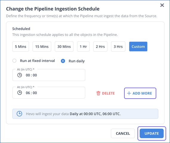 Custom Schedule - Run daily