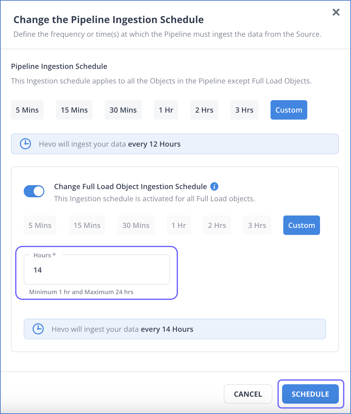 Schedule Full Objects Ingestion