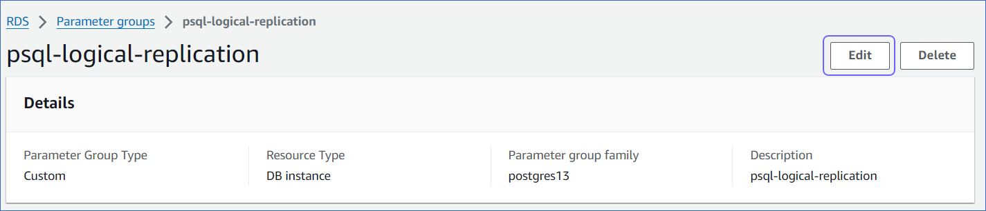 Edit parameter group
